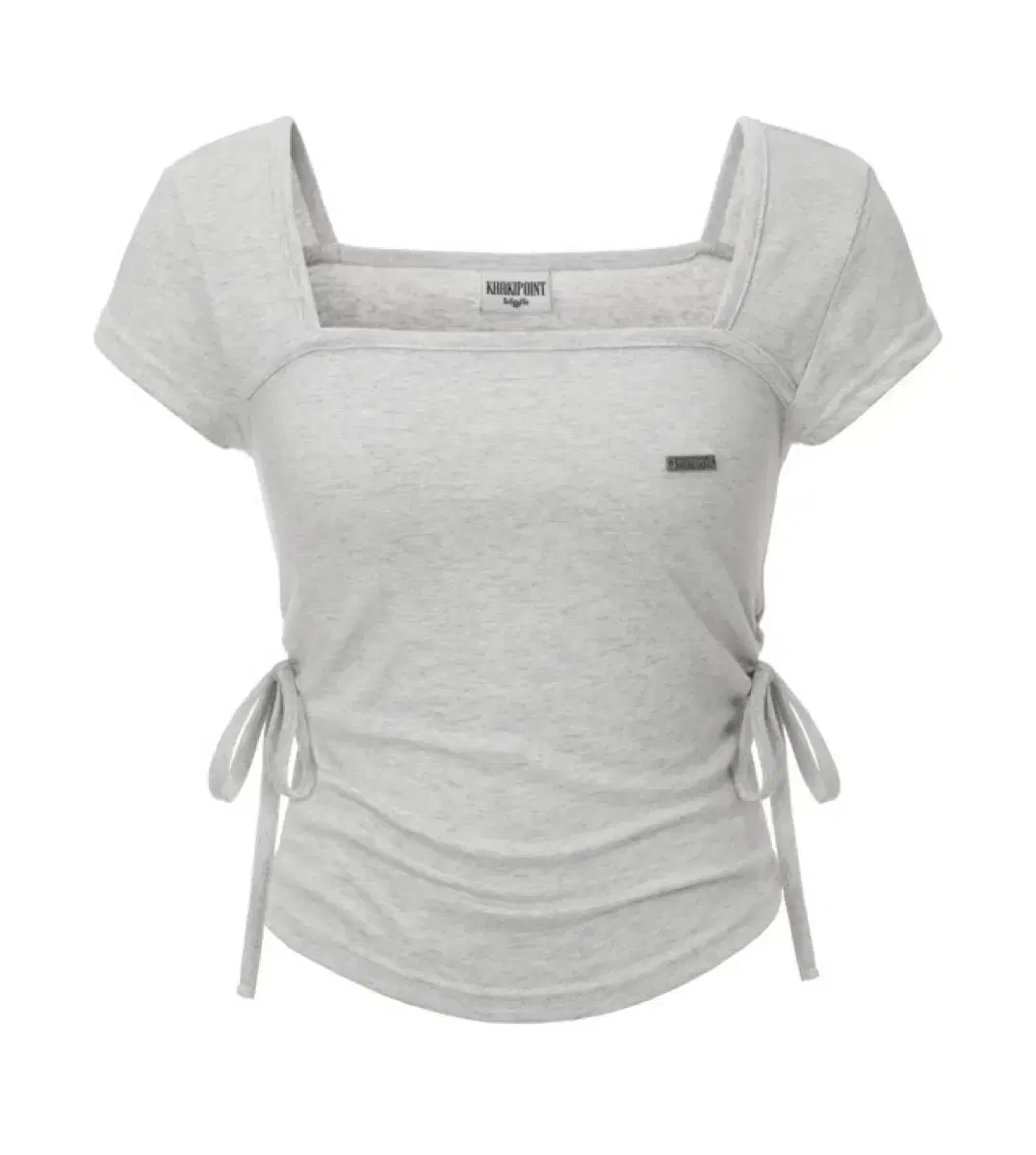 ◆KHAKIPOINT◆ Ribbon Shirring Tshirt melange 카키포인트 Ribbon Shirring T-shirt - Melange | 브랜드 중고